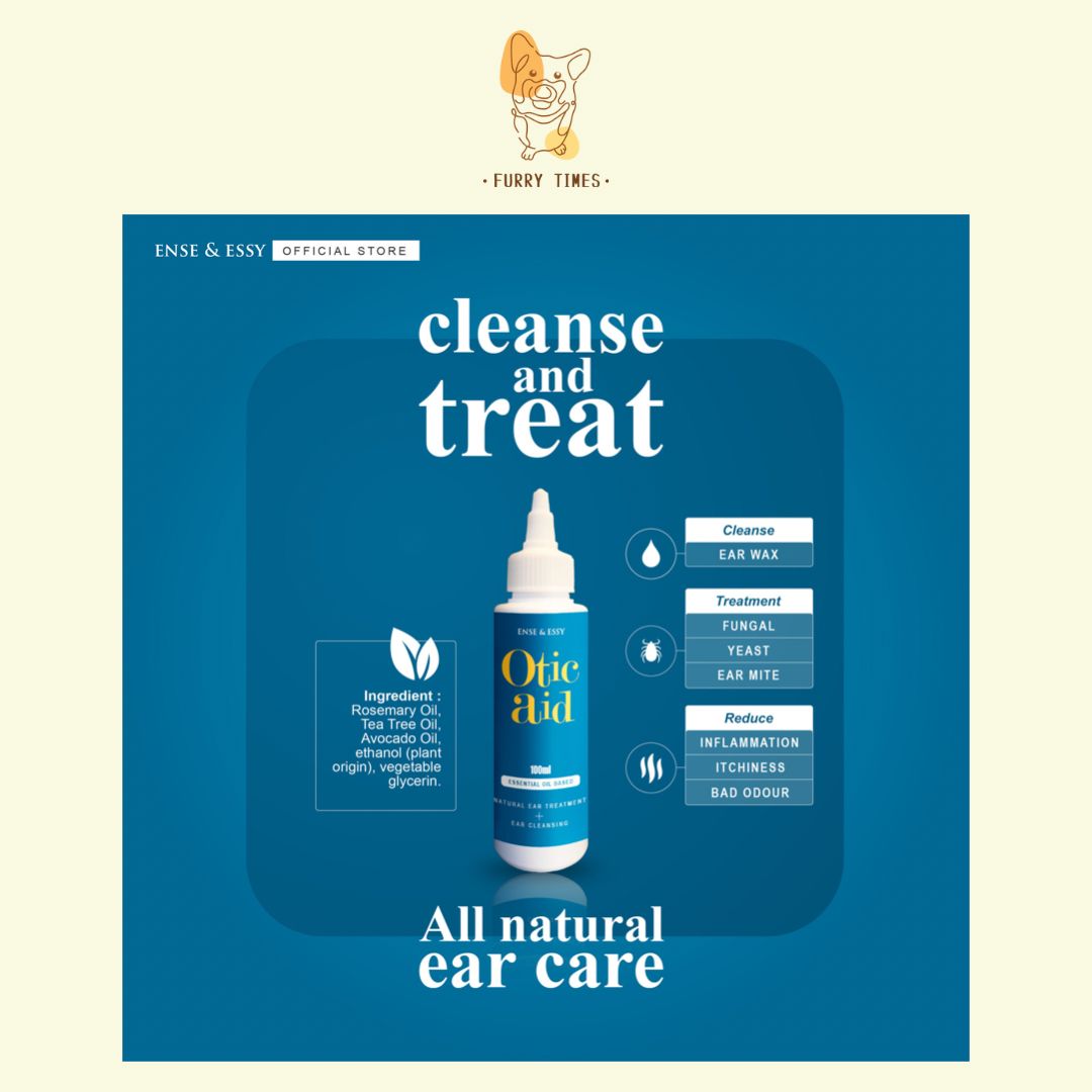 Ense & Essy Otic Aid Natural Pet Ear Treatment & Cleansing with Rosemary, Tea Tree and Avocado